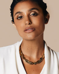 c.1980, Vintage Floral Linked Necklace – Triple 22K Gold-Plated Elegance