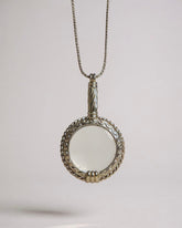 Magnificent Vintage Rhodium Plated Magnifying Glass Pendant Necklace