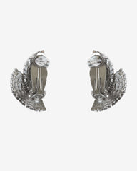 c.1960, Les Bernard Statement Rhodium Pave Clear Crystal Leaves Clip-On Earrings
