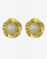 Classic French Vintage Earrings – 1980s Gold-Plated with Creamy Pearl