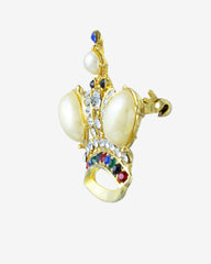 Vintage Coronation Crown Jeweled & Pearl Pin Brooch – Rhinestones & Pearls