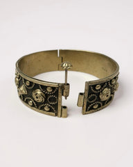 Vintage Ornate Alpacca Hinged Bangle Bracelet - Ethnic Design