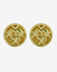 Vintage Bold Golden Round Stud Earrings – Gold Plated