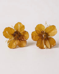 Genuine MURANO GLASS Amber Tone Flower Clip-On Earrings – 5 Petal – Handmade in Italy – Vintage