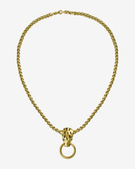 C.1970, Panther Pendant Necklace – Gold-Plated with Black Enamel and Green Rhinestone Eyes