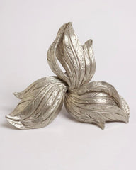 Vintage Sterling Silver Three-Leaf Flower Brooch Pin – Elegant Mid-Century Floral Design