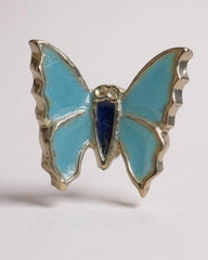 Celestial Charm— Blue Butterfly Brooch – tiny 1cm Statement Enamel Jewelry