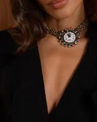 Vintage ‘Time Flies’ Chunky Antique Gold-Tone Necklace – Whimsical Statement Piece