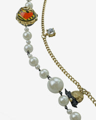Betsey Johnson Parisian Charm Pearl Long-Layer Necklace