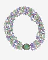 Vintage Amethyst, Rose Quartz, Blue Lace Agate & Fluorite Bead Strands Necklace.