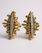 Bold Vintage Mid-Century Modern Gold & Silver Toned Abstract Clip-On Earrings
