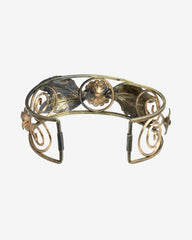 Vintage KREMENTZ Leaf Filigree Bangle Bracelet Oval Cuff | Classic Mid-Century Elegance