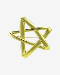 c.1970, Statement Vintage Modernist Large Offset Star Brooch – Shiny Gold-Plated, Unisex
