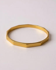 Vintage Octagonal Faceted Gold Tone Bangle Bracelet