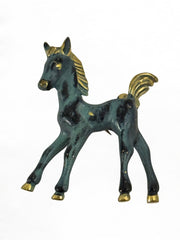 Vintage Enameled Running Horse Brooch – Gold Tone