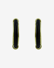 Chanel CC Hoop Earrings – Gold-plated with rhinestones and black enamel. A timeless emblem of elegance