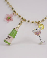 Betsey Johnson Champagne Toast Charm Necklace