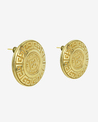 c.1980, GIVENCHY Paris- New York Round Logo Earrings – Timeless Statement