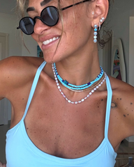 Ocean Whisper— High-End Blue Crystal Dangle Earrings in Rhodium Plated Setting