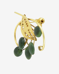 Vintage Gold-Tone Floral Brooch with Jade Green Flowers – Elegant 4 x 5.4 cm