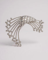 C.1970, Monet Silver Tone & Fringe Brooch-Elegant Textured Statement Pin Brooch