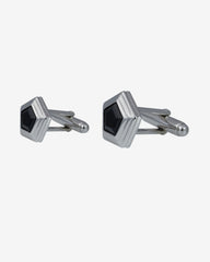 c.1980 Swarovski Black Crystal Cufflinks – Rhodium-Plated Elegance