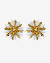 Vintage 1960s Sarah Coventry White & Gold Enamel Flower Clip-On Earrings