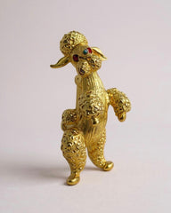 Vintage Gold-Plated Poodle Brooch – 1950s/60s Mid-Century Charm