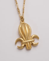 Vintage Nina Ricci Fleur-de-Lis Pendant Necklace – Triple Gold Plated – Signed & Hallmarked
