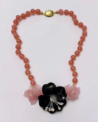 Vintage Italian Murano Glass Flower Necklace – Handmade Beaded Statement Piece