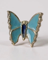 Celestial Charm— Blue Butterfly Brooch – tiny 1cm Statement Enamel Jewelry