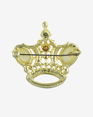 Vintage Coronation Crown Jeweled & Pearl Pin Brooch – Rhinestones & Pearls
