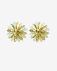Vintage 1960s Sarah Coventry White & Gold Enamel Flower Clip-On Earrings