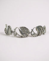 c.1960, Sarah Coventry Modernist Leaf Bracelet – Silver Tone