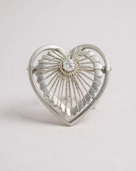 Elegant Sterling Heart Pin (c. 1960s -70s) – Textured Silver Ray Design