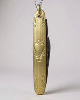 Antique Victorian Gold-Filled Fob Pocket Knife – 2 Blades, Unisex Necklace with Long Sterling Silver Chain