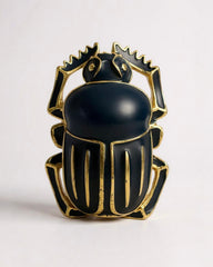 Mystical Vintage Dark Blue Enamel & Gold Toned Scarab Brooch/Pin