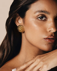 c.1980, Golden Dome Clip-On Earrings – Twisted Frame Design