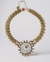 Vintage ‘Time Flies’ Chunky Antique Gold-Tone Necklace – Whimsical Statement Piece