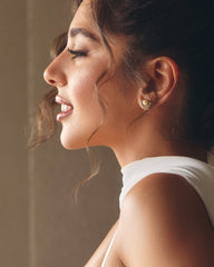 Glamorous Vintage Pearl & Rhinestone Fan Gold High-End Plated Earrings