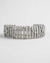 Vintage Chunky Frosty Silver-Tone Bangle Bracelet Cuff | Bold Mid-Century Style