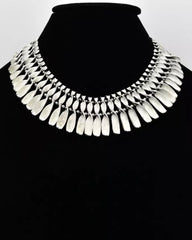 c.1960, Egyptian Revival Chunky Chain Bib Necklace – A bold statement piece. Regal and timeless