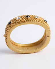 Vintage Swarovski Swan Signed Gold-plated Bracelet with Black & Clear Crystals