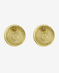 c.1980, GIVENCHY Paris- New York Round Logo Earrings – Timeless Statement