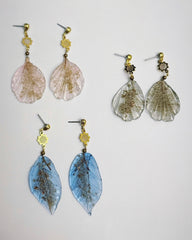 Exquisite Vintage Murano Glass Leaf Dangle Pierced Earrings - Set of Three