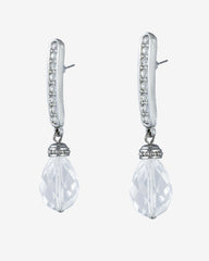 C.1970, Platinum-Plated Clear Crystal Earrings – Elegant Sparkle