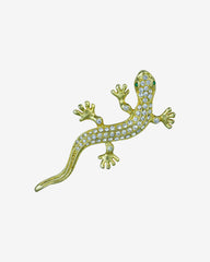 Vintage Rhinestone Lizard Brooch – Gecko design with green eyes. A playful touch of elegance
