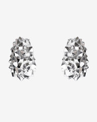 c.1980, Chunky Irregular Hoop Rhodium-Plated Clip-On Earrings