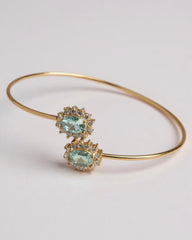Luminous Apatite & Sterling Silver Bangle – Elegant Plated Gemstone Bracelet