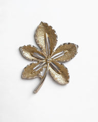 Vintage Signed Sarah Coventry Silver-Tone Textured Leaf Brooch – Pebbled Finish Pin